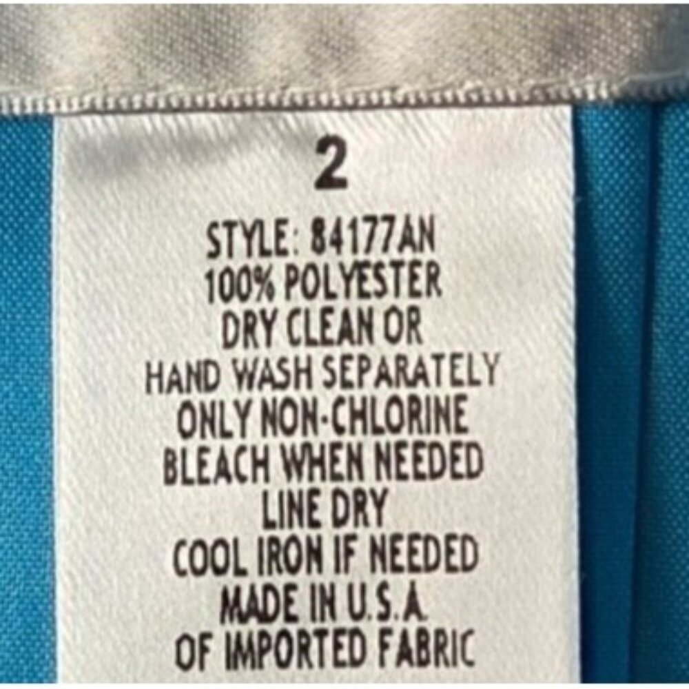 David's Bridal 84177 Y Neck Charmeuse Teal Blue Satin Bubble Hem Dress Size 2 - Picture 6 of 6